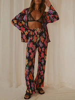 Printed Button Up Shirt and Pants Set