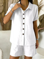 Full Size Button-Up Shirt and Shorts Set Plus Size