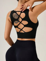 Crisscross Cropped Active Tank - Ladyez