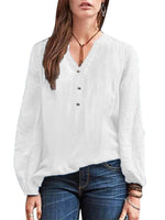 Full Size Notched Long Sleeve Blouse Plus Size