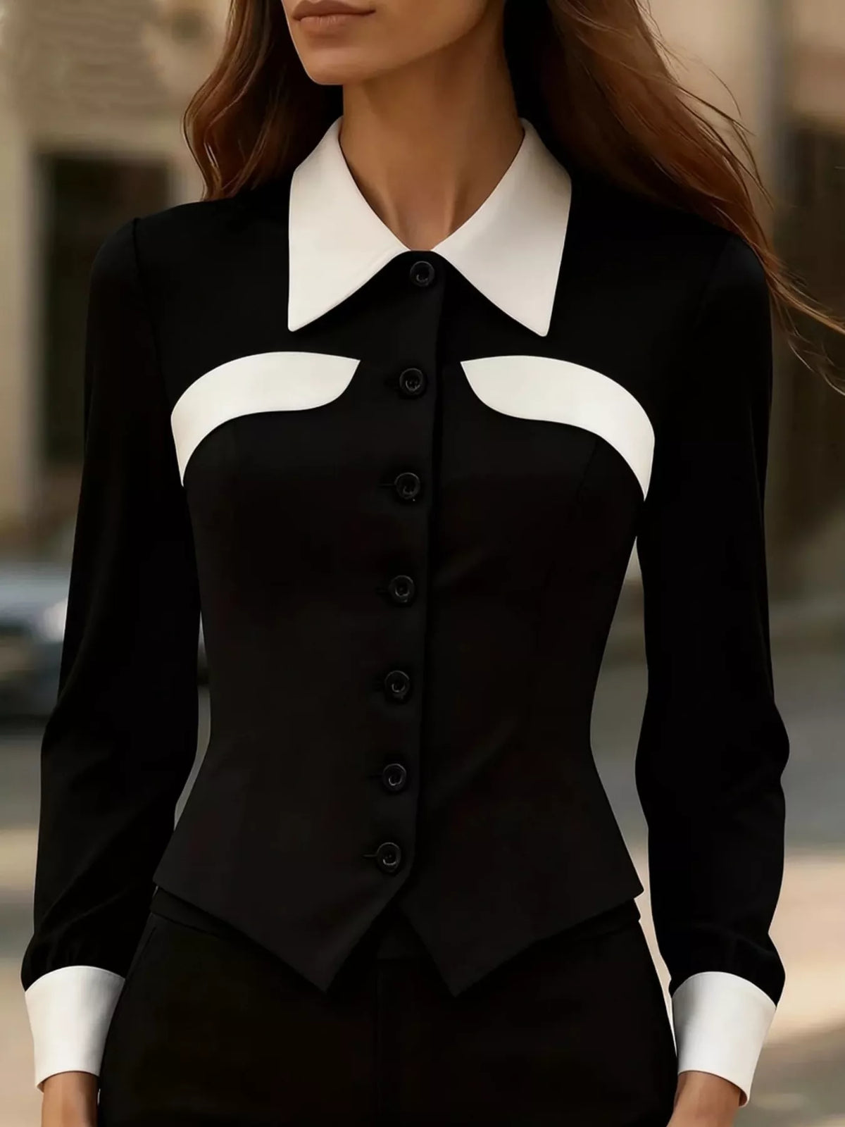 Contrast Button-Down Shirt