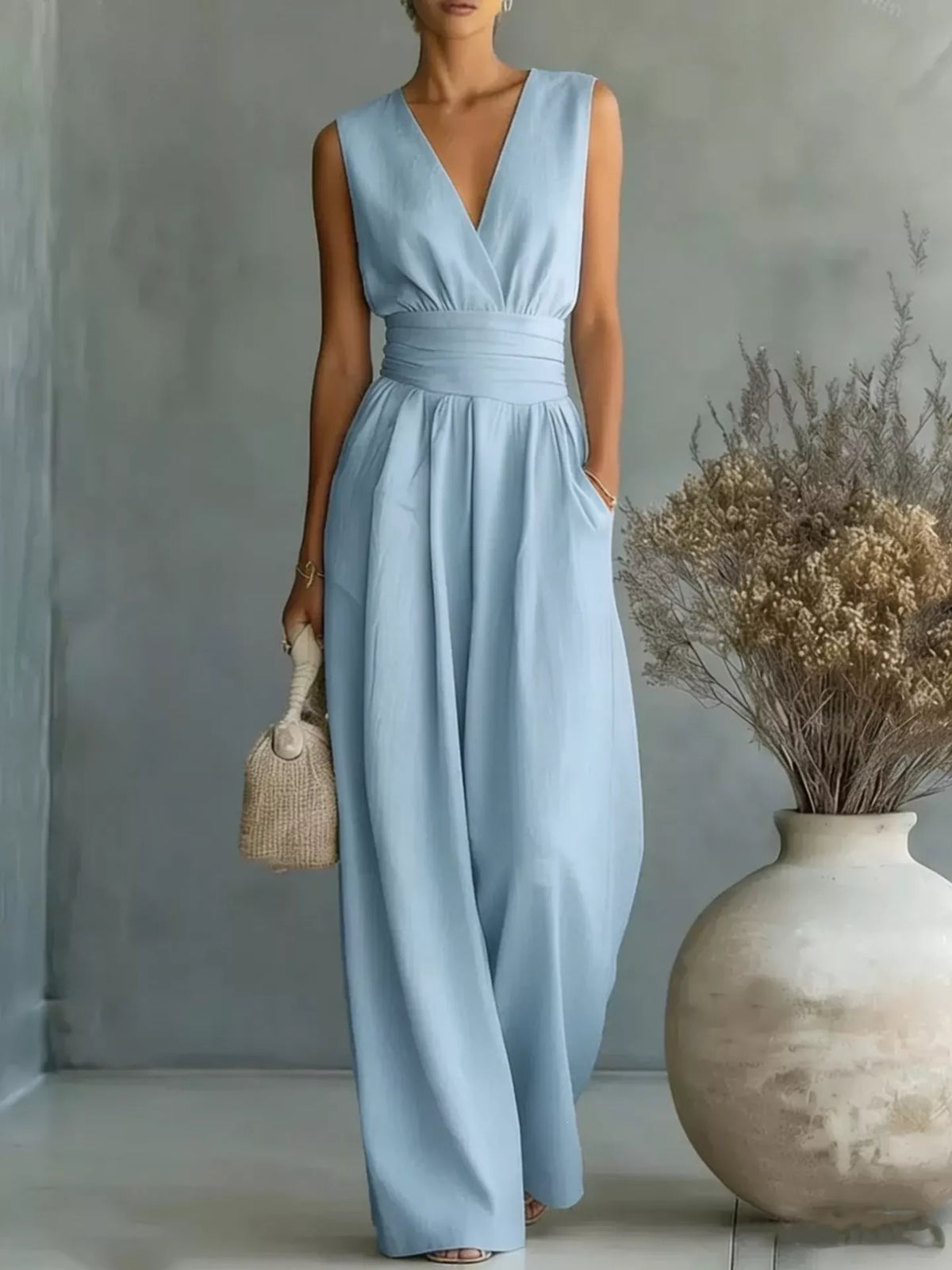 Full Size Sleeveless Wide-Leg Jumpsuit Plus Size