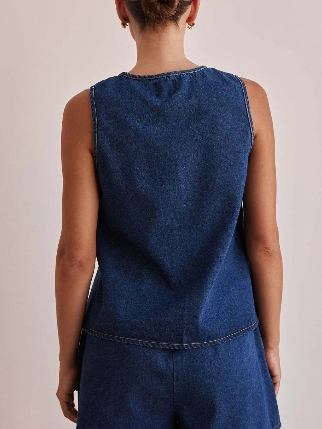 Tie Front Denim Vest