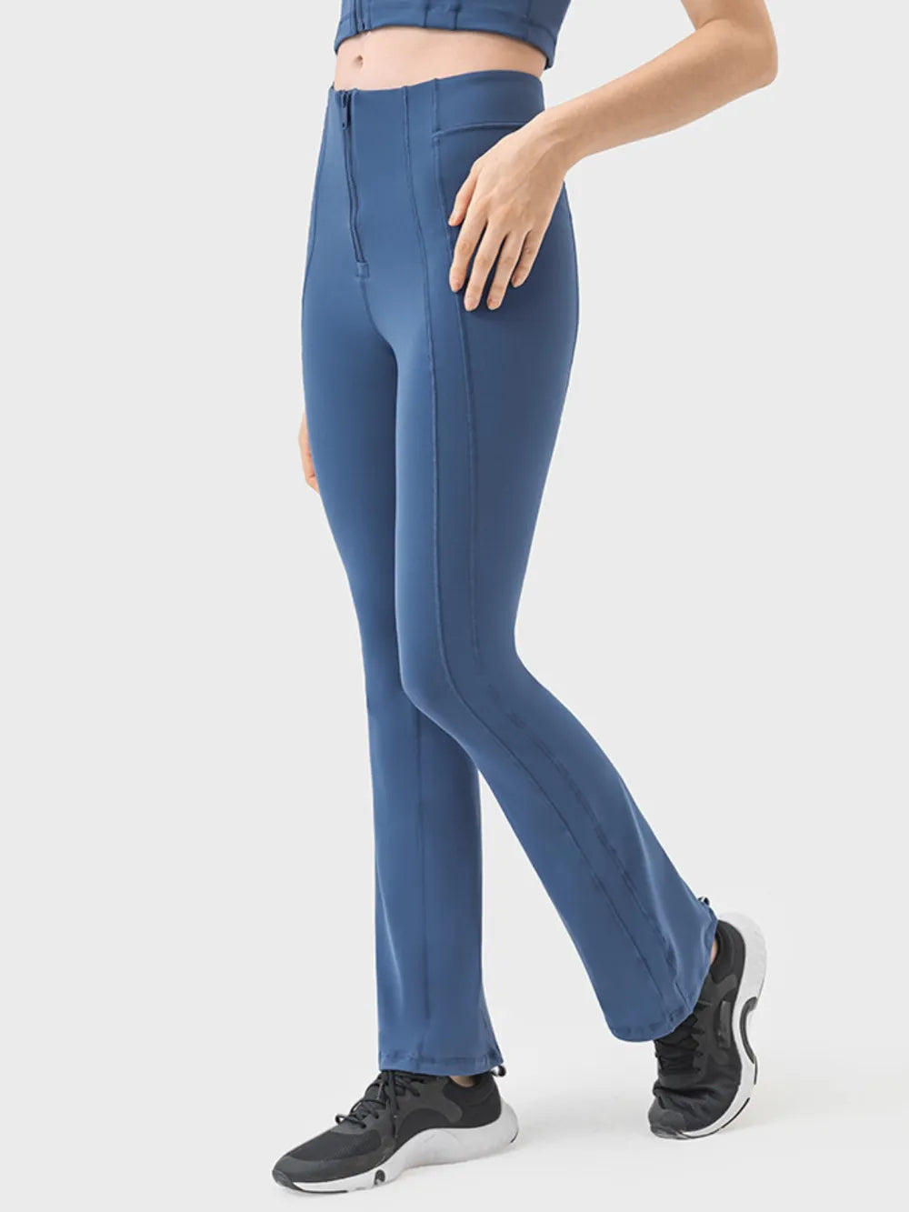 Millennia Zipper Detail High Waist Active Pants - Ladyez