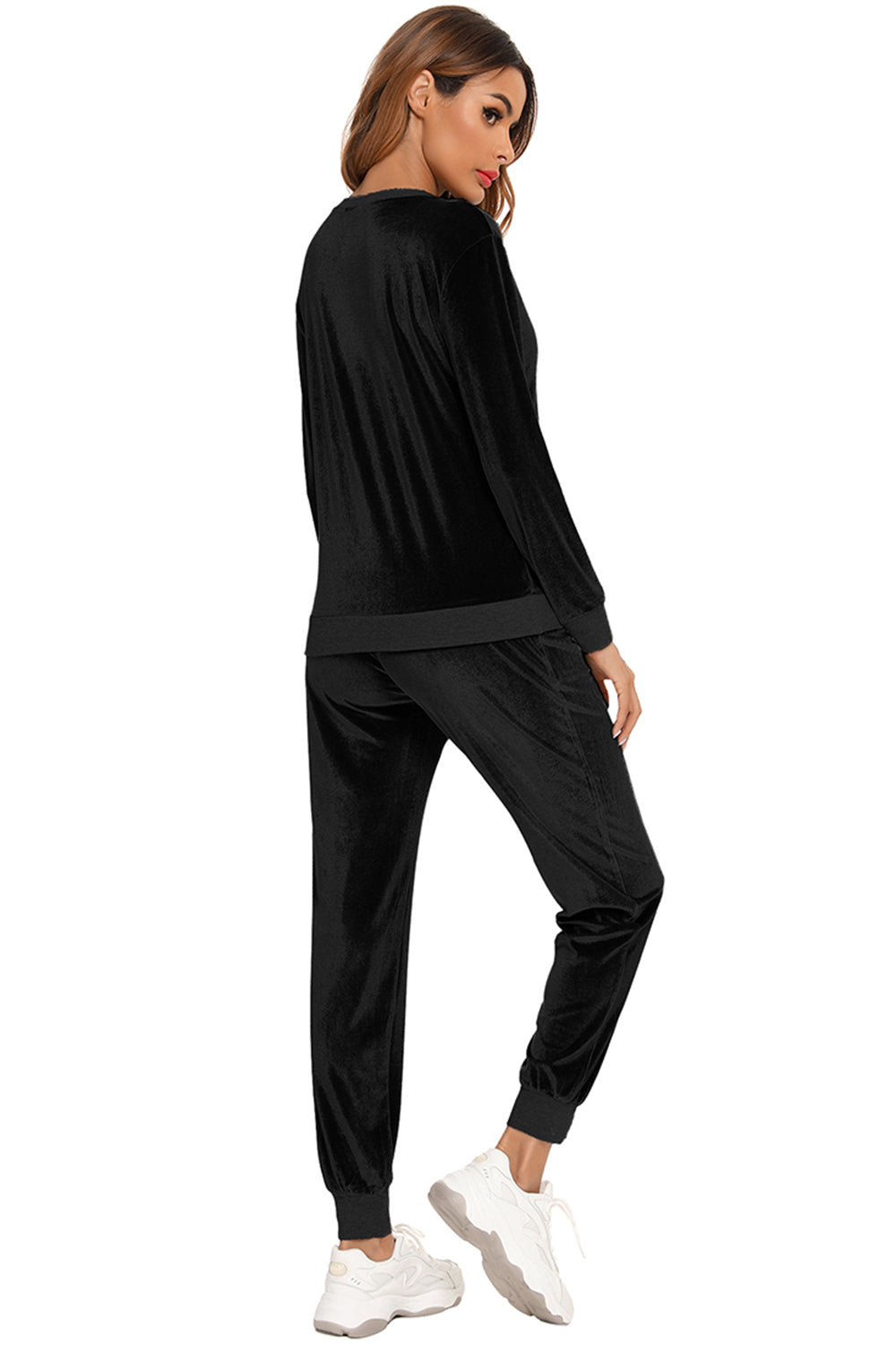Round Neck Long Sleeve Loungewear Set with Pockets - Ladyez