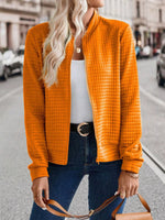 Textured Zip-Up Long Sleeve Jacket