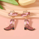 Rhinestone Boot Dangle Earrings
