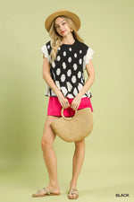 Umgee Hexagon Print Peplum Top