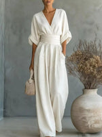 Full Size Half Sleeve Wide-Leg Jumpsuit Plus Size