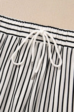 Stripe V Neck Tee and Casual Shorts Set