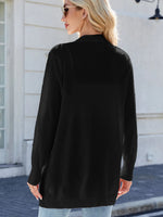 Striped Open Front Cardigan with Relaxed Fit