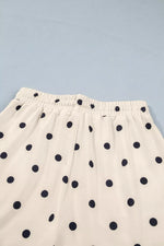 Exposed Seam Detail Polka Dot Loose Tee Drawstring Shorts Set