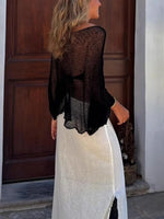 Round Neck Long Sleeve Cover-Up - Ladyez