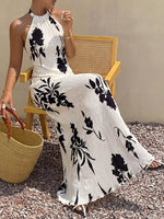 Floral Print Halter Neck Maxi Dress