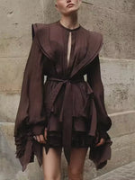 Ruffled Long Sleeve Mini Dress