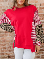 Striped Patchwork Sleeve Colorblock Sweatshirt