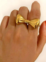 18K Gold-Plated Stainless Steel Bow Ring - Ladyez