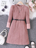Children's Ribbed Knit Long Sleeve Dress