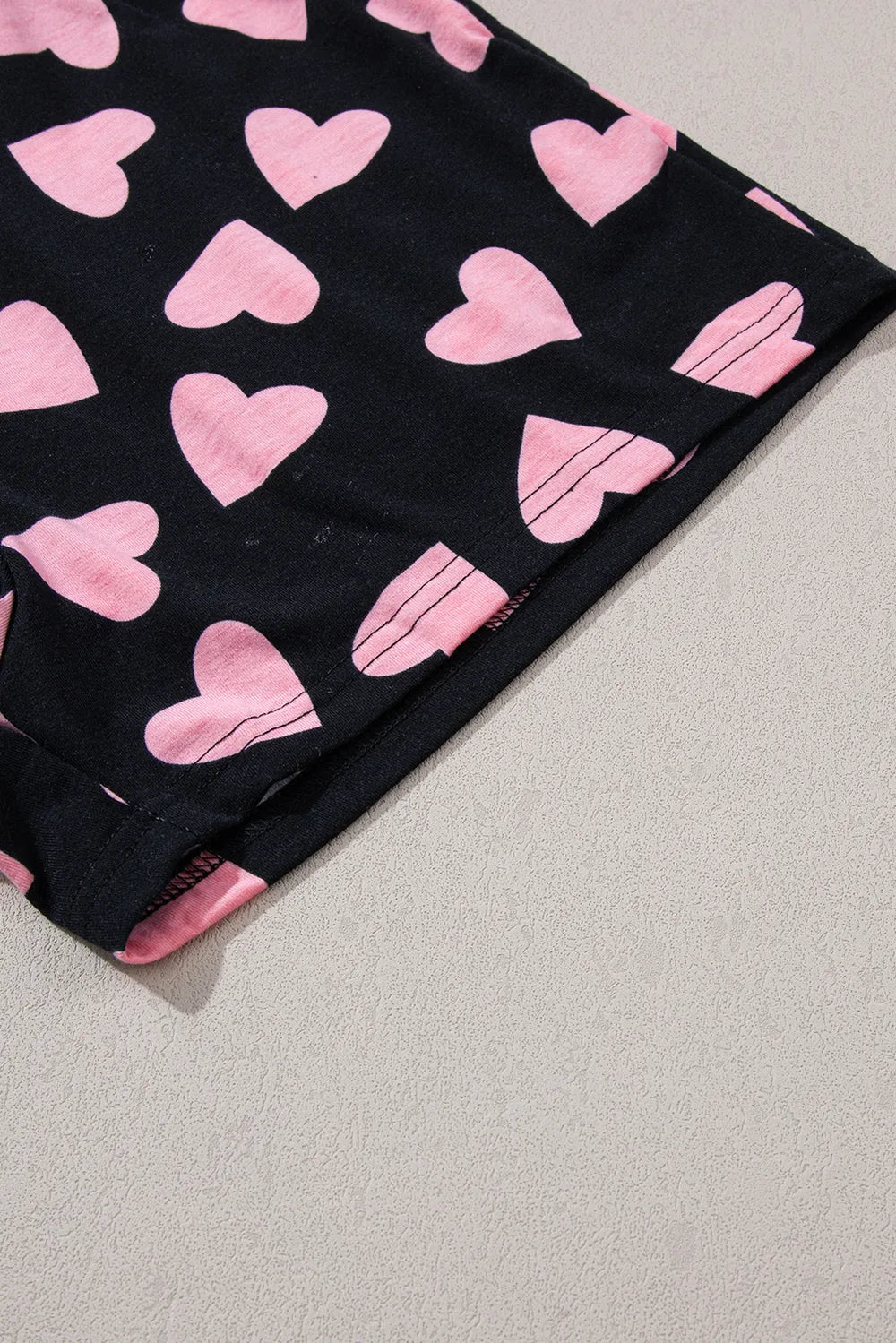 Heart Print Long Sleeve Top and Shorts Lounge Set - Ladyez