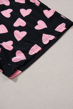 Heart Print Long Sleeve Top and Shorts Lounge Set - Ladyez