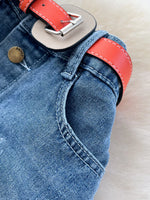 Full Size Striped Patchwork Denim Skirt Plus Size