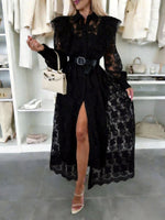 Lace Button Front Shirt Dress