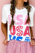 Letter Graphic Round Neck Short Sleeve T-Shirt