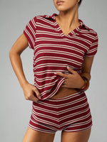 Striped Knit Short Sleeve Top & Shorts Set