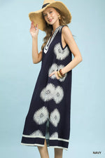 Umgee Sleeveless Geometric Midi Dress