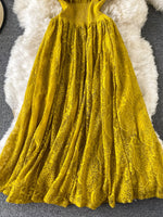 Ruffled Mock Neck Lace Maxi Dress