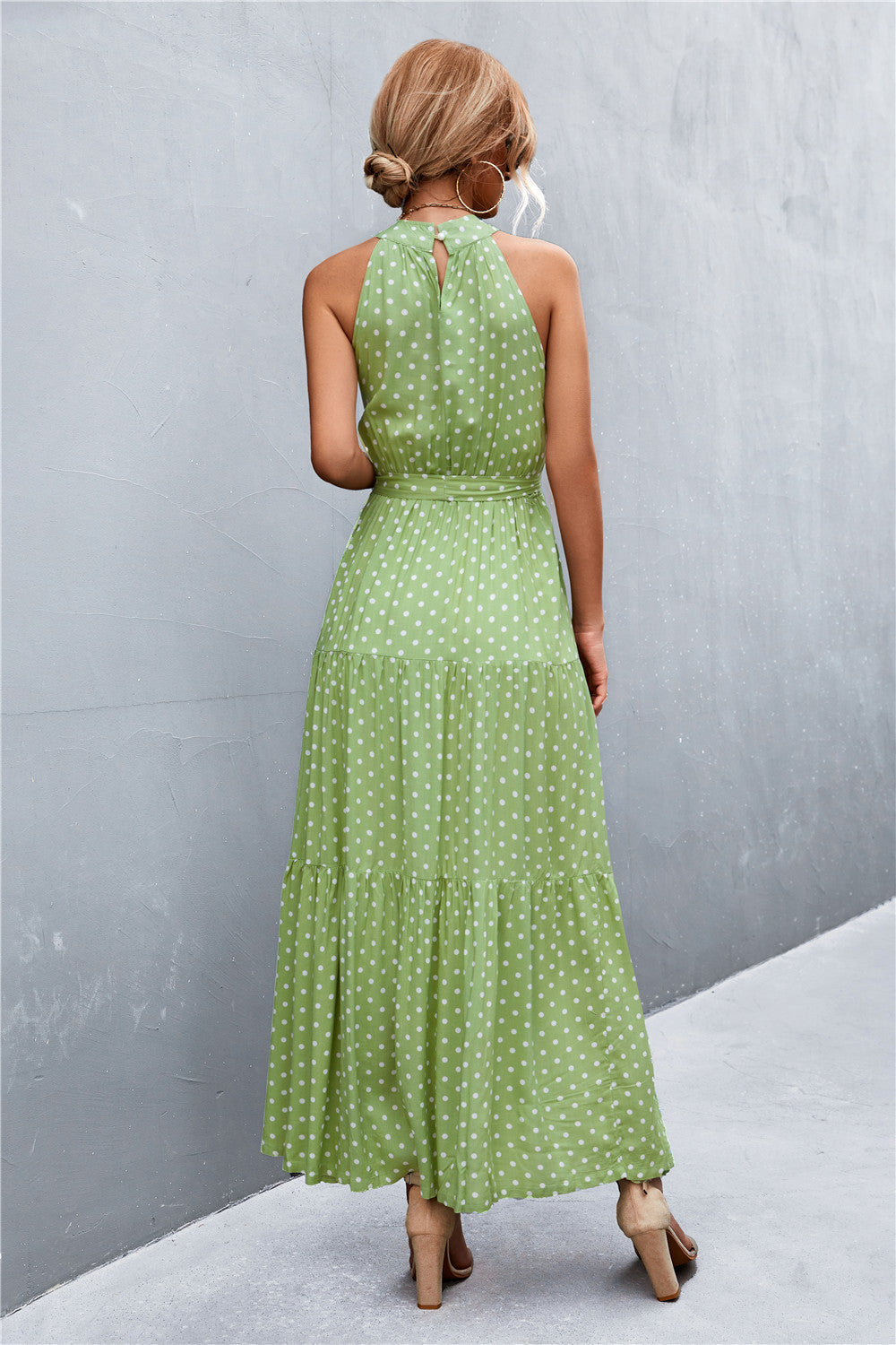 Printed Sleeveless Tie Waist Maxi Dress - Ladyez