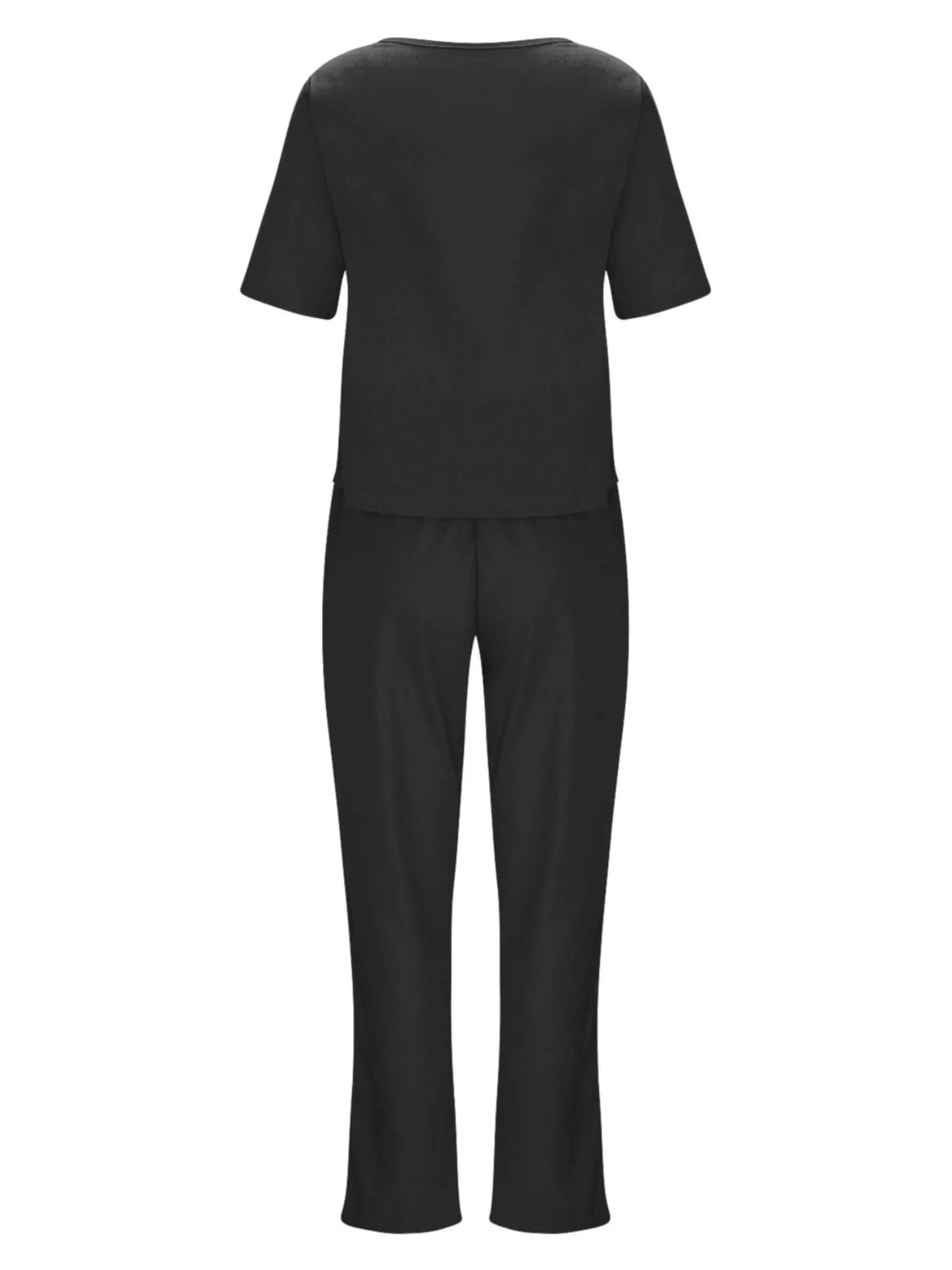 Full Size Round Neck Short Sleeve Top and Pants Set Plus Size