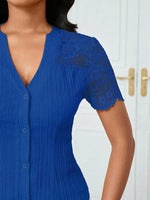 Lace Sleeve Button Up Shirt
