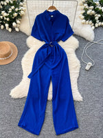 Button Front Wide Leg Jumpsuit