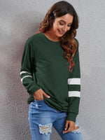 Full Size Striped Round Neck Long Sleeve T-Shirt - Ladyez