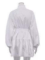 Button-Up Balloon Sleeve Mini Dress