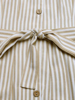 Striped Button-Front Wide Leg Jumpsuit