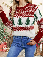 Christmas Tree Pattern Round Neck Sweater