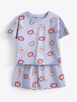 Children's Lion Print Short Sleeve Tee and Shorts Set