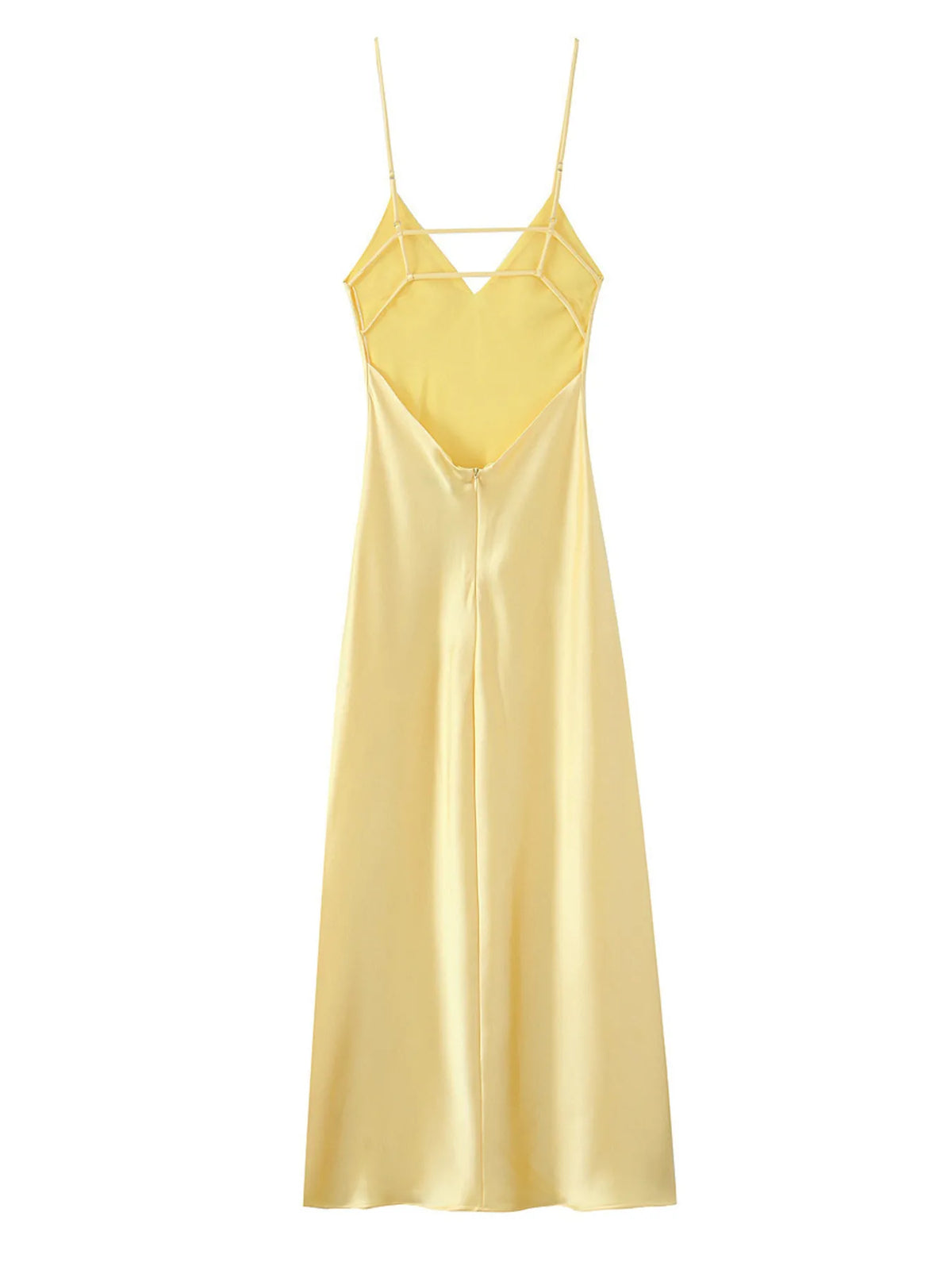 Satin V-Neck Cami Dress - Ladyez