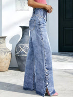 High Waisted Wide Leg Button Fly Jeans