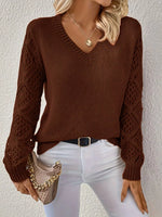 V-Neck Hollow-Out Sleeve Knit Sweater