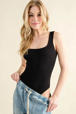 And The Why Ribbed Square Neck Bodysuit - Ladyez