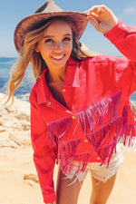BiBi Rhinestone Fringe with Studed Collar Jacket