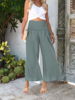 Wide-Leg Smocked Waist Pants