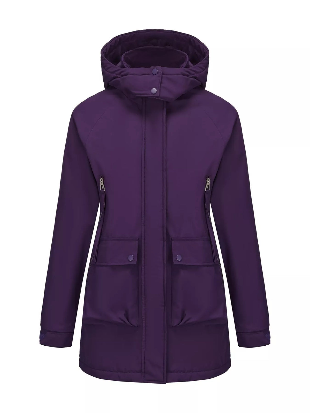 Full Size Zip Up Hooded Parka Outerwear Plus Size