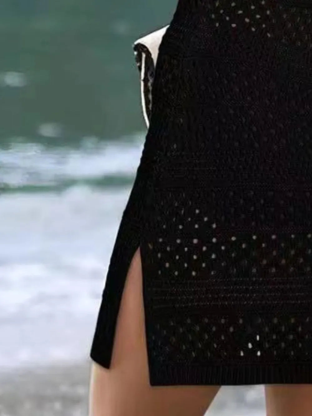 Openwork Scoop Neck Cover Up - Ladyez