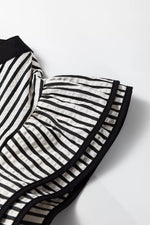 Striped Ruffle Sleeve Tiered Midi Dress
