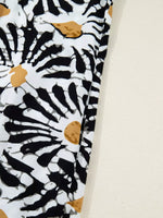 Abstract Floral Print Split Notched Dress