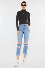 Kancan High Rise Distressed Mom Jeans - Ladyez